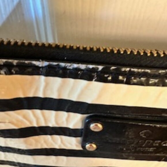 Kate Spade Black and Cream Striped Satchel - Picture 2 of 8